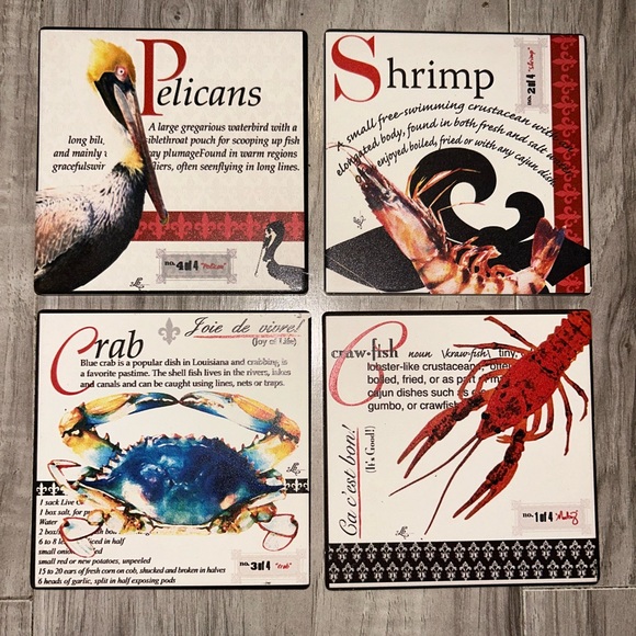 (4pc)Coaster Set 🦀🦞🦐 - Picture 1 of 6